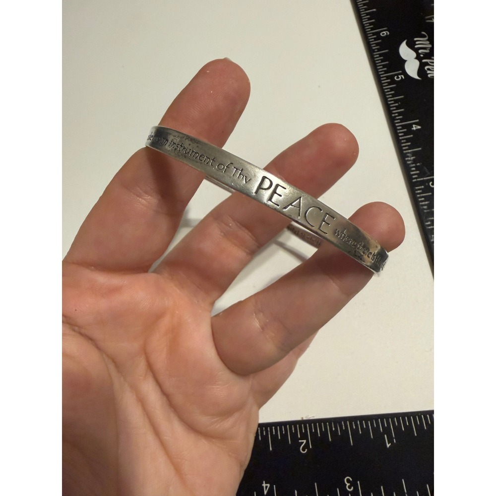 St Francis Prayer Mobius Bangle Bracelet Sterling Inspirational‎ Peace Love